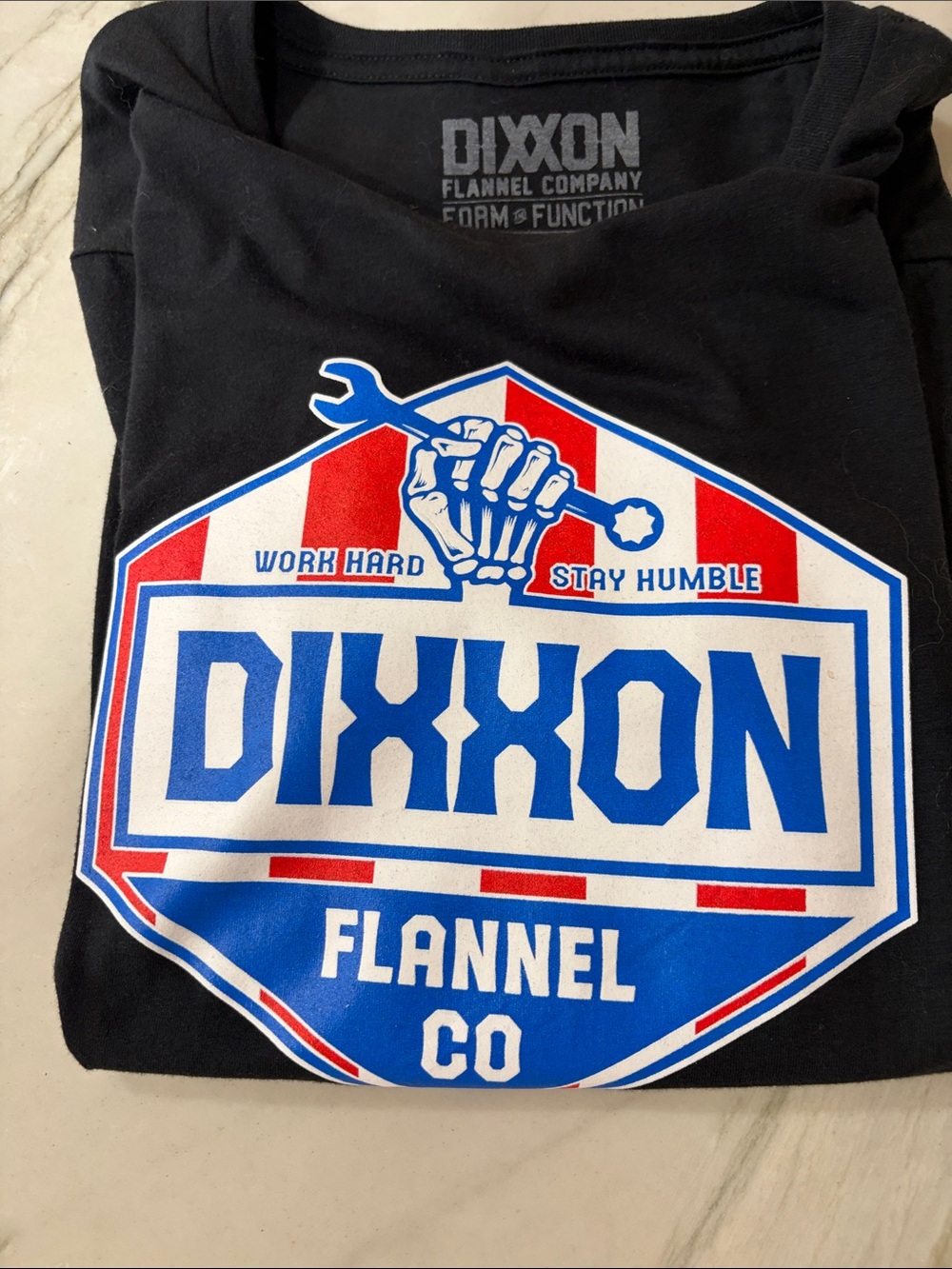 DIXXON Black Graphic Tee with Red & Blue Logo